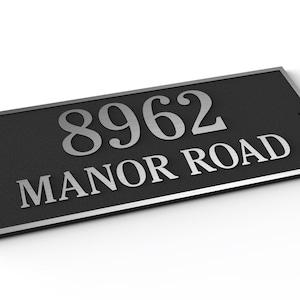 Personalized Aluminum Rectangle Address Plaque – Custom House Number Sign – Brushed Aluminum