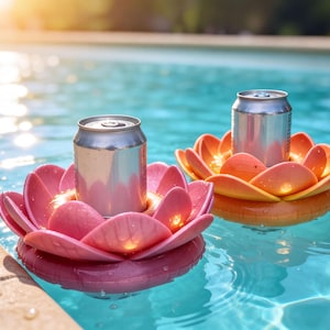 Porte-gobelet flottant pour piscine | Porte-gobelet flottant Lotus Can | Accessoire de fête à la piscine, cadeau de célibataire, cadeau d'été pour elle