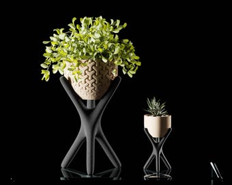 Supporto per piante a forma di X con treppiede / Portavaso scultoreo per interni, disponibile in diverse misure (grande e piccola) / Regalo per amanti delle piante, supporto per piante grasse, regalo per la casa