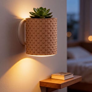 Wandlamp plantenbak met led | Omgevingslicht en ingebouwde vetplanthouder | Slaapkamerdecoratie, cadeau plantenliefhebber, housewarmingcadeau