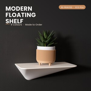 Asymmetrische zwevende wandplank | Sculpturale display voor kaarsen, planten en decoratie | Housewarmingcadeau, modern huiscadeau, wanddecoratiecadeau