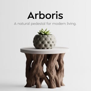 Organic Side Table & Plant Stand | 3D Printed Tree Root Pedestal Table | Forest Trunk Base