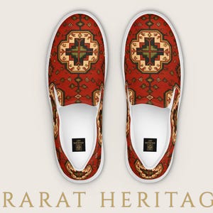 Geometric Armenian Rug Shoes: Casual Men's Slip-On Loafers (Canvas) image 4