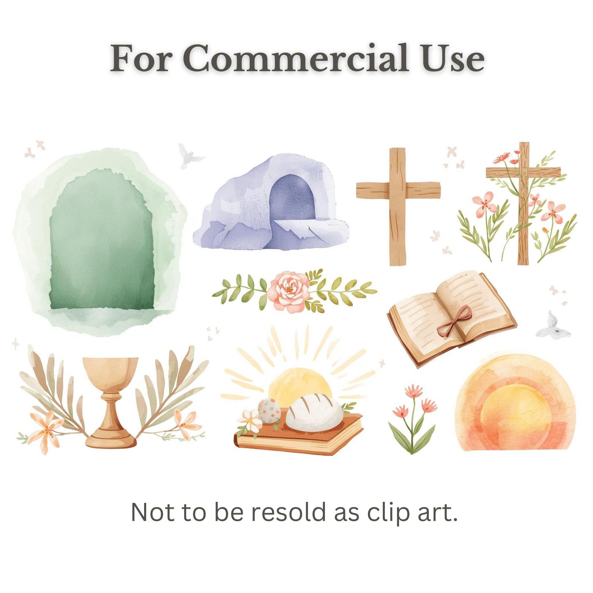 Christian Easter Clip Art | Resurrection Day Watercolor Graphics