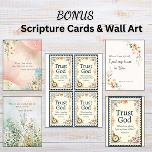 Bonus printable scripture cards and Christian wall art featuring Psalm 56:3 trust God Bible verse for kids and families