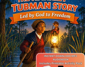 Audiolibro de Harriet Tubman para Yoto y Tonie / Historia cristiana para niños en MP3 / Lección de historia y fe para la educación en casa / Paquete de actividades imprimibles