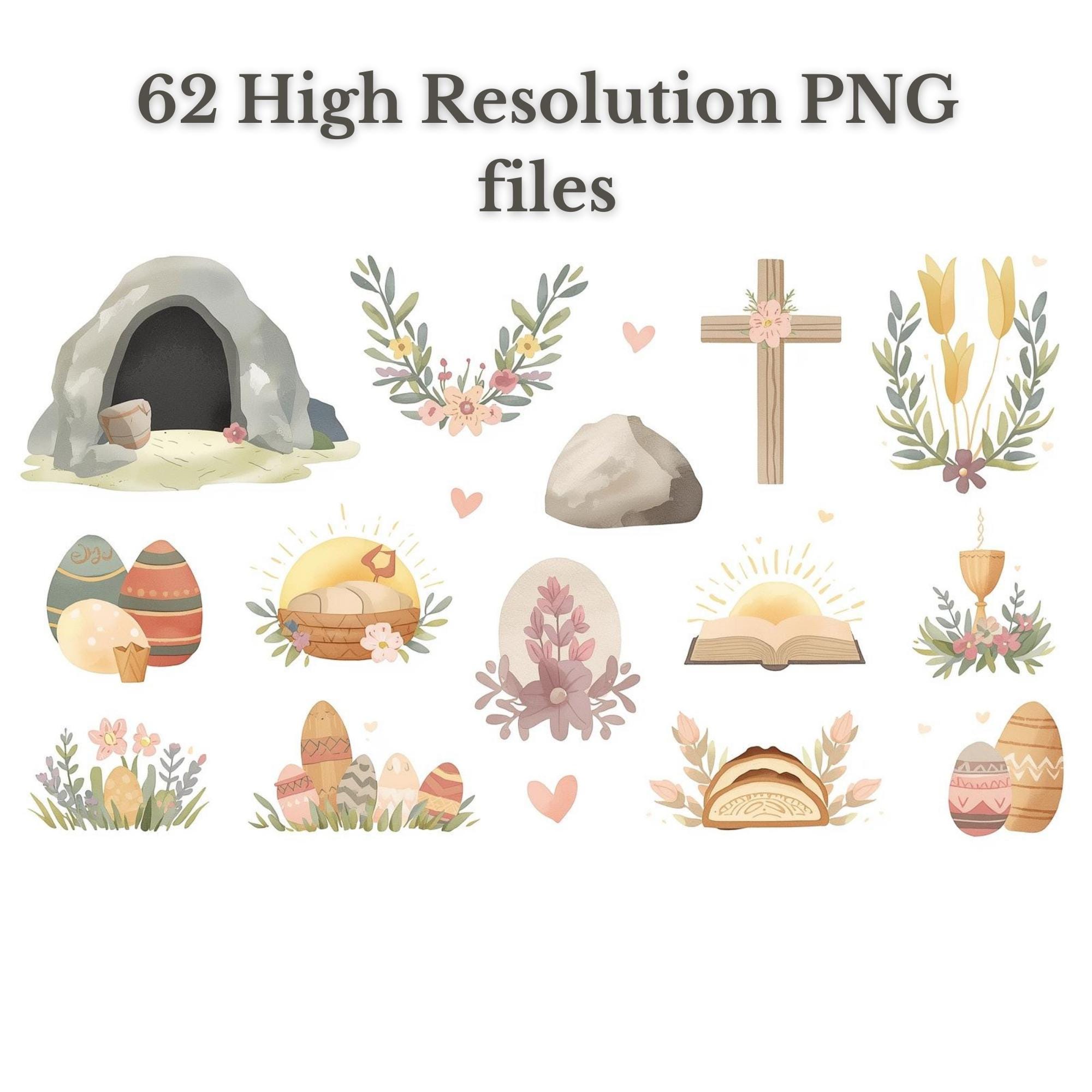 Christian Easter Clip Art | Resurrection Day Watercolor Graphics