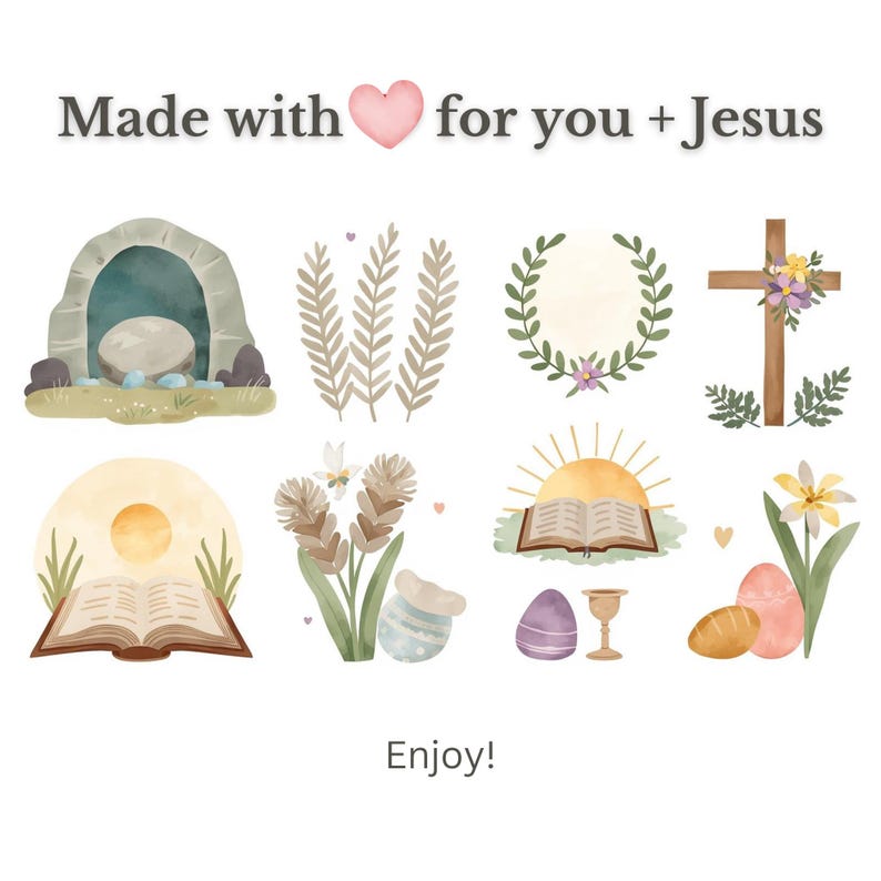 Christian Easter Clip Art | Resurrection Day Watercolor Graphics