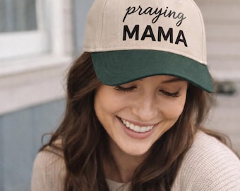 Biddende mama-hoed | Geborduurde baseballpet met christelijke moeder