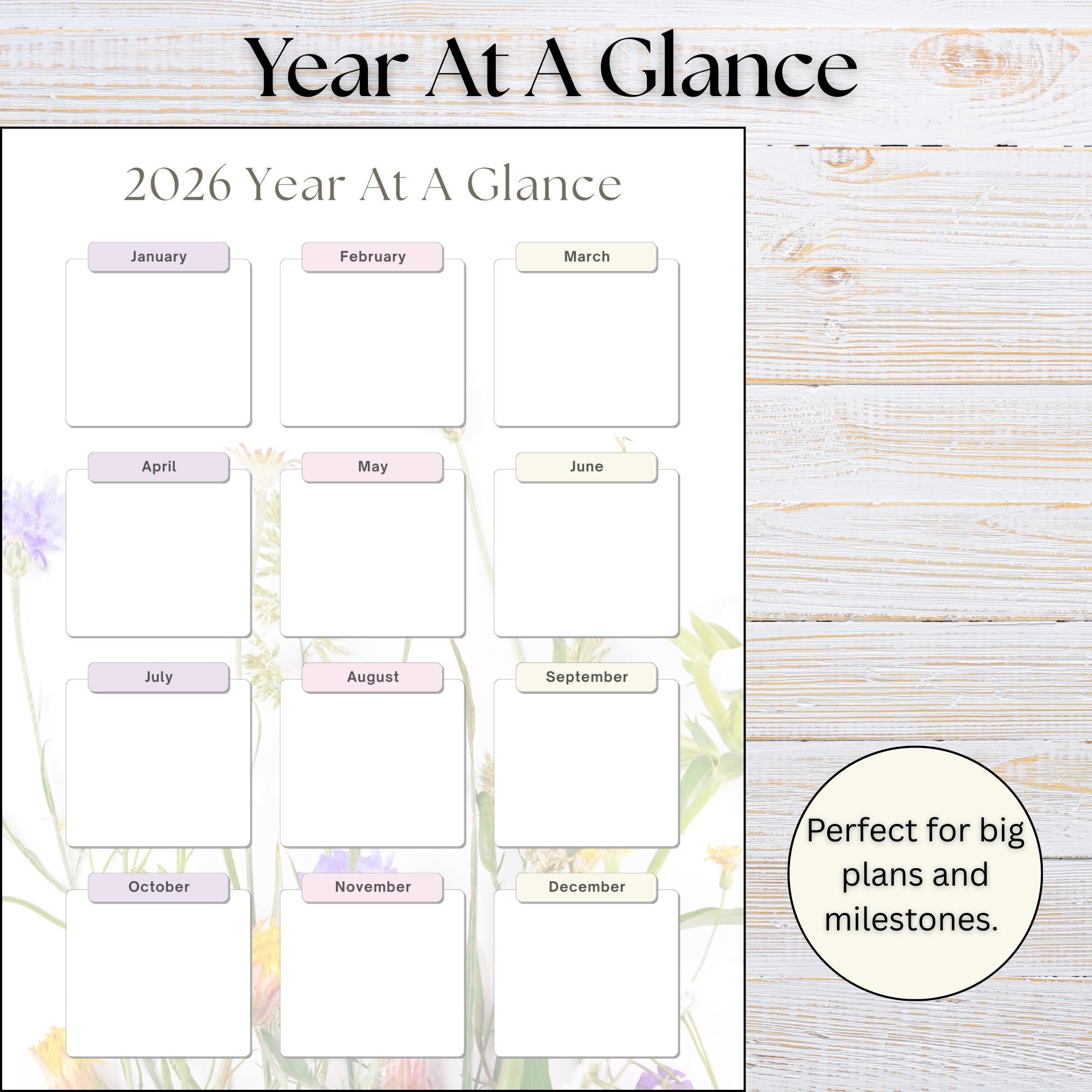 2026 Wildflower Calendar Printable | Monthly Planner With Notes (PDF ...