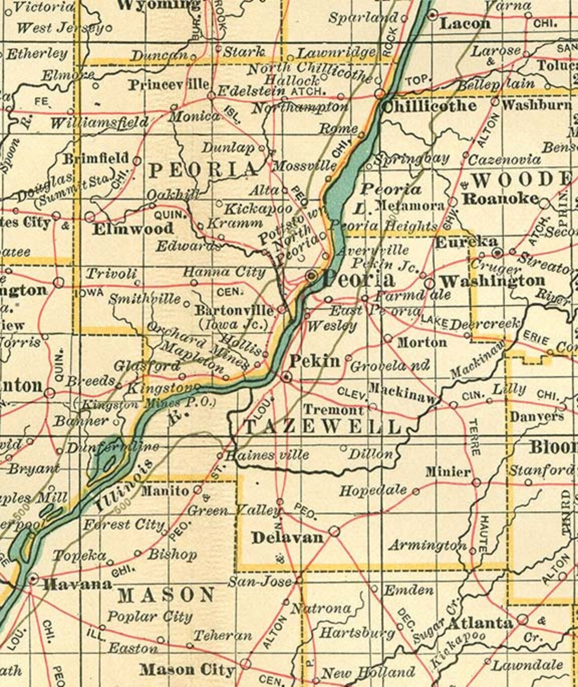 ILLINOIS NORTHERN PART U.S.A. State 1897 map Instant digital Etsy