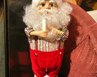 Vintage 1989 Telco Animated Santa Claus Sit on Mantle Head Arms