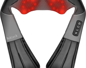 Nekteck Shiatsu Neck Massager with Heat for Pain Relief Deep Tissue, 2026 Upgraded 3D Back Shoulder Kneading Massage Pillow