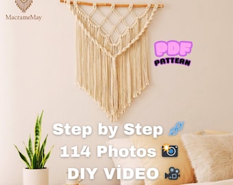 Easy Macrame Pattern PDF + Video Tutorial | Beginner Boho Wall Hanging DIY