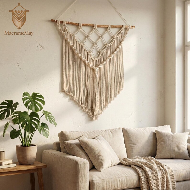 Easy Macrame Pattern PDF + Video Tutorial | Beginner Boho Wall Hanging DIY image 4