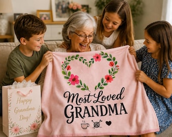 Velveteen Plush Blanket for Grandma | Cozy Throw, Family Gift