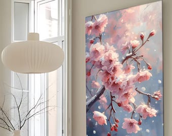 Lienzo decorativo con flores de cerezo, decoración floral japonesa de sakura para pared