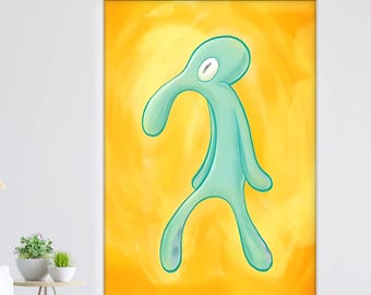 Bold and Brash Canvas Print, Funny Squidward Meme Art