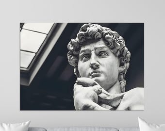 Michelangelo David Statue Digital  Canvas Print, Classical Wall Art, sculpture print poster