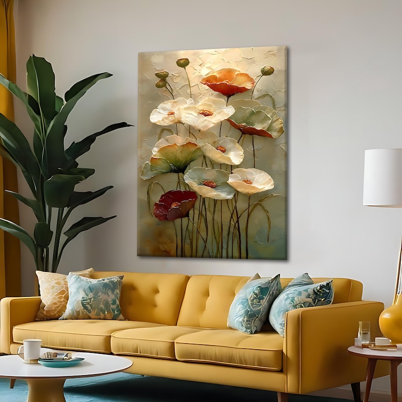 3D Textured Floral Wall Art, Large Impasto Flower Oil Painting on ...