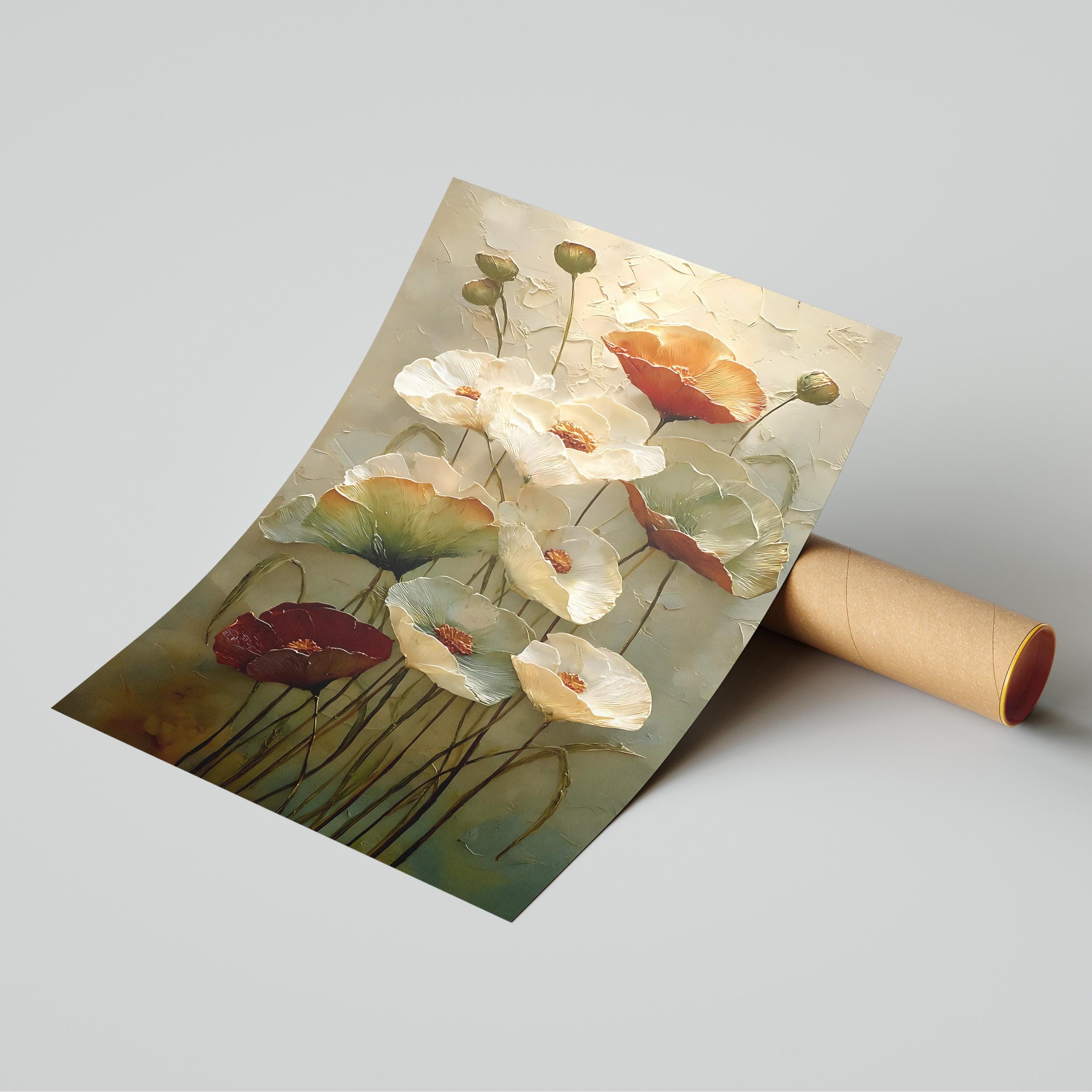 3D Textured Floral Wall Art, Large Impasto Flower Oil Painting on ...