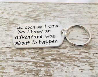 Key chain winnie the pooh quote, winnie the pooh, As soon as I saw you I knew an adventure was about to happen, winnie the pooh quotes