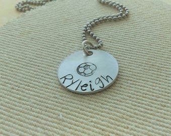 Soccer necklace, girls soccer jewelry