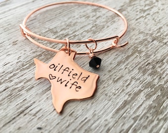 Oilfield wife bangle, oilfield bangle, rose gold bangle