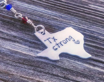 Tx strong key chain, texas strong, hurricane Harvey, Hand stamped Tx strong key chain, support Texas, Texas strong Key chain, Houston Texas