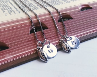 Personalized Football Number Necklace, Sports Jewelry