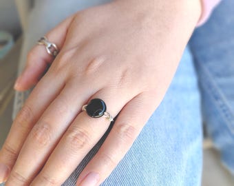 Black Onyx ring, wire wrapped onyx ring, black onyx wire wrapped, onyx ring, onyx jewelry, black stone ring, black ring