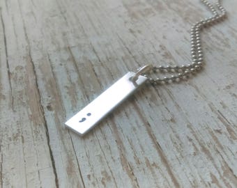 Semicolon bar necklace, semicolon necklace