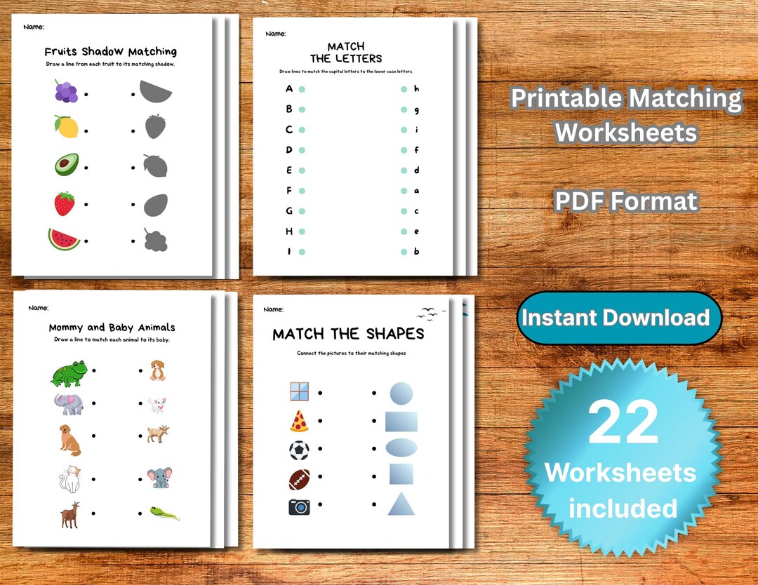 Printable Matching Worksheets for Kids | 22 Preschool & Kindergarten ...