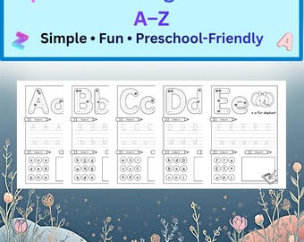Alphabet Tracing Worksheets A–Z | Printable Trace + Color + Draw Pages | Early Learning Workbook