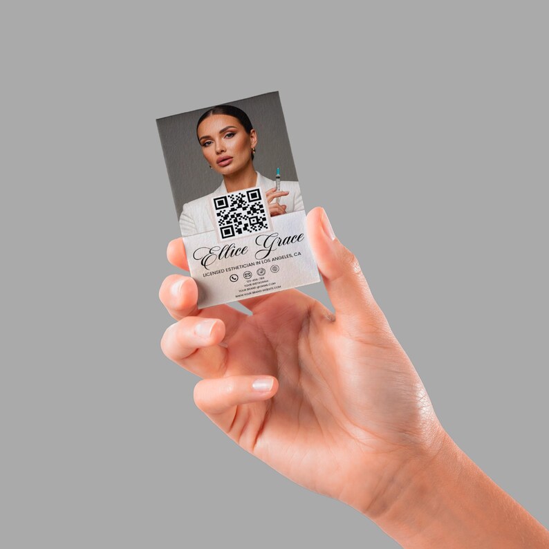 Esthetician Business Card, Esthetician Instagram Business Social Media QR Code Esthetician Canva Card, Business Cards, Canva Editable