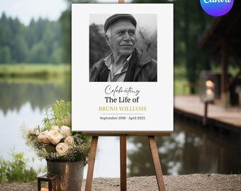 Funeral Welcome Sign Template, Editable Celebration of Life Poster, Celebration of Life, In Loving Memory Sign, Printable Memorial Sign