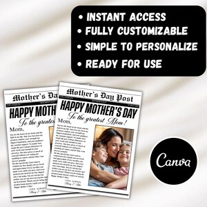 mom newspaper gift, mothers day news, editable newspaper, mothers day times, diy mothers day card, photo gift for mom,flower bouquet wrap, custom newspaper mom, worlds best mom card, gift from daughter, newspaper template, gift for her digital
Mother’s Day newspaper template
Printable Mother Day gift
Custom Mom newspaper
Printable photo gift for Mom
Mother’s Day printable
Newspaper-style template
Canva editable template
Personalized gift for Mom
Customizable newspaper gift
DIY Mother’s Day gift