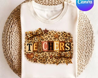 Coquette Leopard Teacher PNG, perfecto para camisetas y regalos de agradecimiento, diseño de leopardo por sublimación, Coquette (descarga digital)