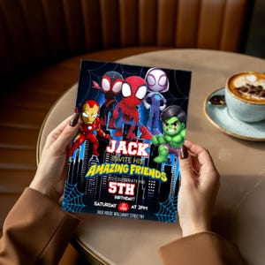 Editable Spidey and His Amazing Friends Birthday Invitation, Spidey Birthday Party Invite, Spidey Printable Kids Invite, Canva Editable