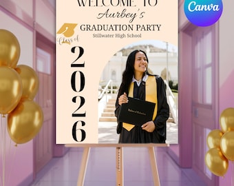 Grad Welcome Sign, Grad Party Decor, Graduation Yard Sign, Graduation Banner, Modern Grad Sign, Grad Party Decorations, Minimal Grad Sign
