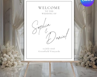Minimalist Save the Date Template, editable Minimalist Wedding Announcement, minimalistic wedding stationary, editable Welcome Sign template