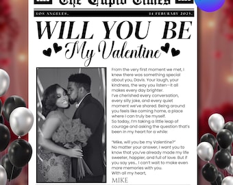 Modello di giornale "Sarai il mio San Valentino", modello di giornale personalizzato per San Valentino, giornale per il giorno di San Valentino, regalo di San Valentino, fai da te modificabile con Canva