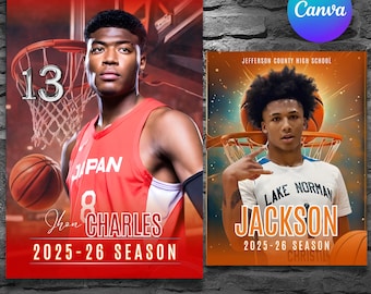 Canva Basketball Poster Templates, Canva Sports Photography-Templates, Resize For Senior Night Banners, Standout Basketball, Canva Poster