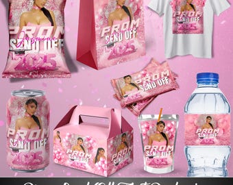 Prom Send Off Party Favor Bundle, Prom Send Off Treat Packaging, Canva Party Bundle, Custom Water Labels, Chip Bag Editable Digital Download
