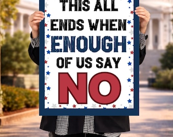 Resist Protest Sign Printable: No Kings in America Poster, Anti‑War Sign Printable, Political Activist Wall Art, Digital PDF Download