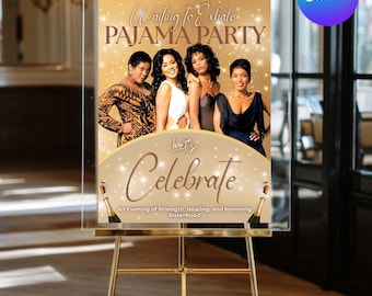 Waiting to Exhale Pajama Party Welcome Sign, Welcome Poster Board, Editable Template, Printable Girls Night Poster, Elegant Ladies Night