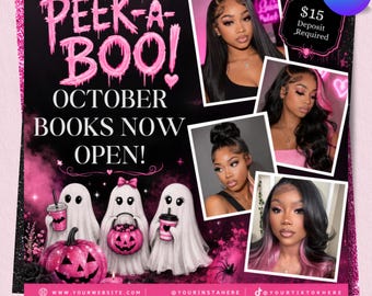 Bokningsflyer för oktober, mall för bokningsflyer för Halloween, tid för hårfransar och nagelsalong i Canva-mall, redigerbar Canva