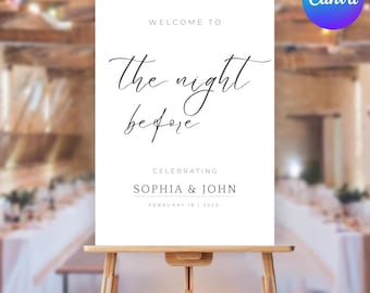 The Night Before Welcome Sign, Rehearsal Dinner Welcome Sign Template, Editable Welcome to the Night Before Poster, Printable Template