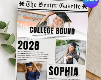 Editable Graduation Newspaper Template: DIY Grad Invite Magazine Easy Canva Template, Canva Graduation Newspaper, (Digital Download)