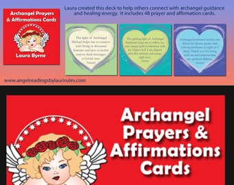 Oracle Cards, Archangel Prayers & Affirmations Cards, Angel Guidance with Blue Gift Bag